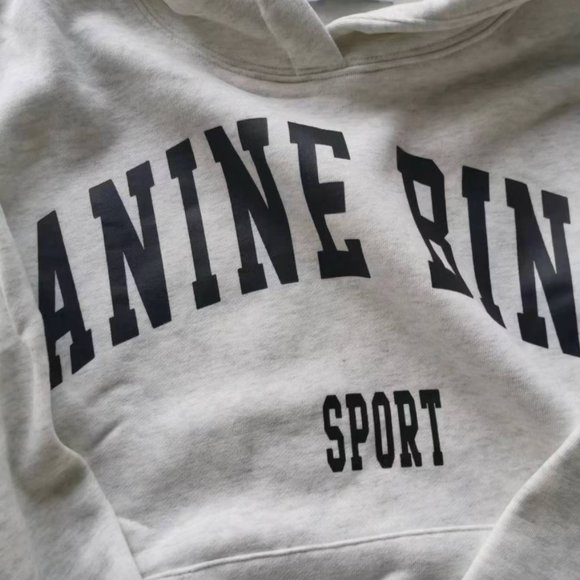 Anine Bing Sport Sweatshirt Light Gray Oversized Hoodie - Picture 2 of 5